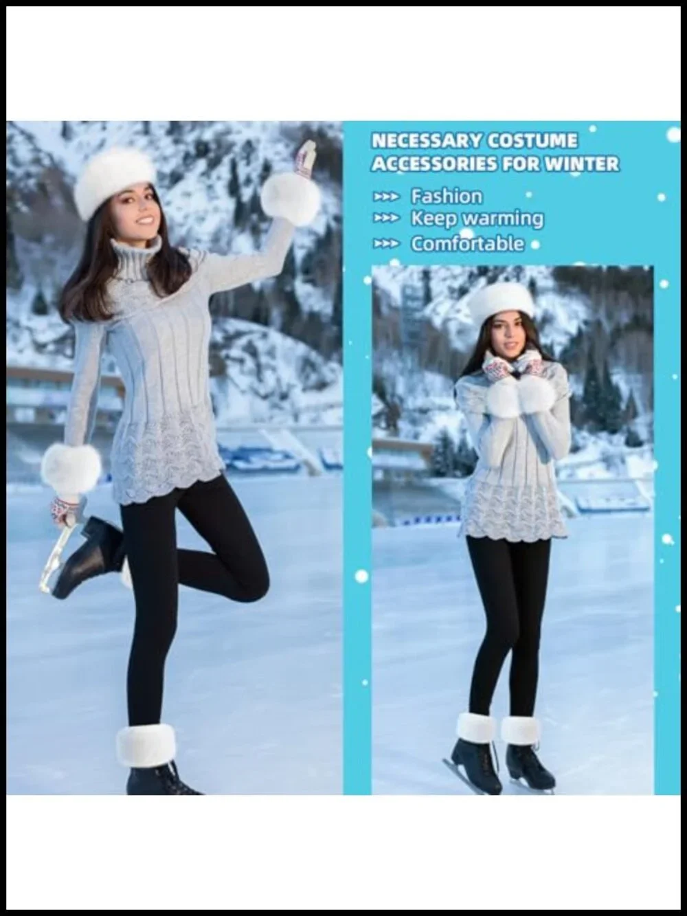 Faux Fur Headband Earmuff Wrist Warmers Winter Set